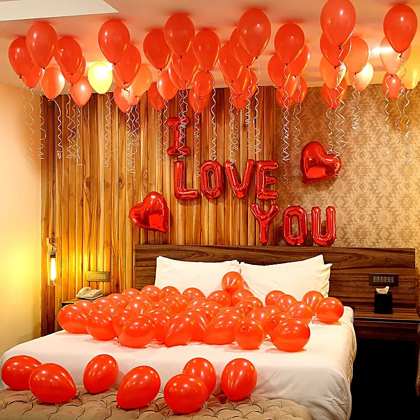 Romantic Red Themed Love You Balloon Decorations
