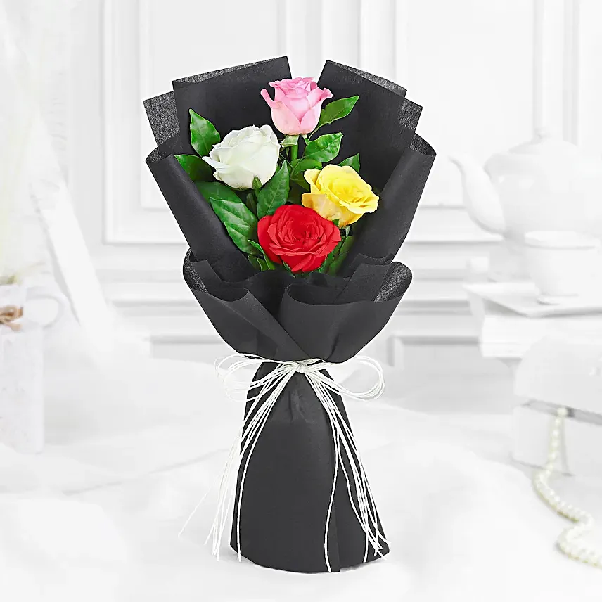 Rose Bouquet Bliss N Money Plant Combo
