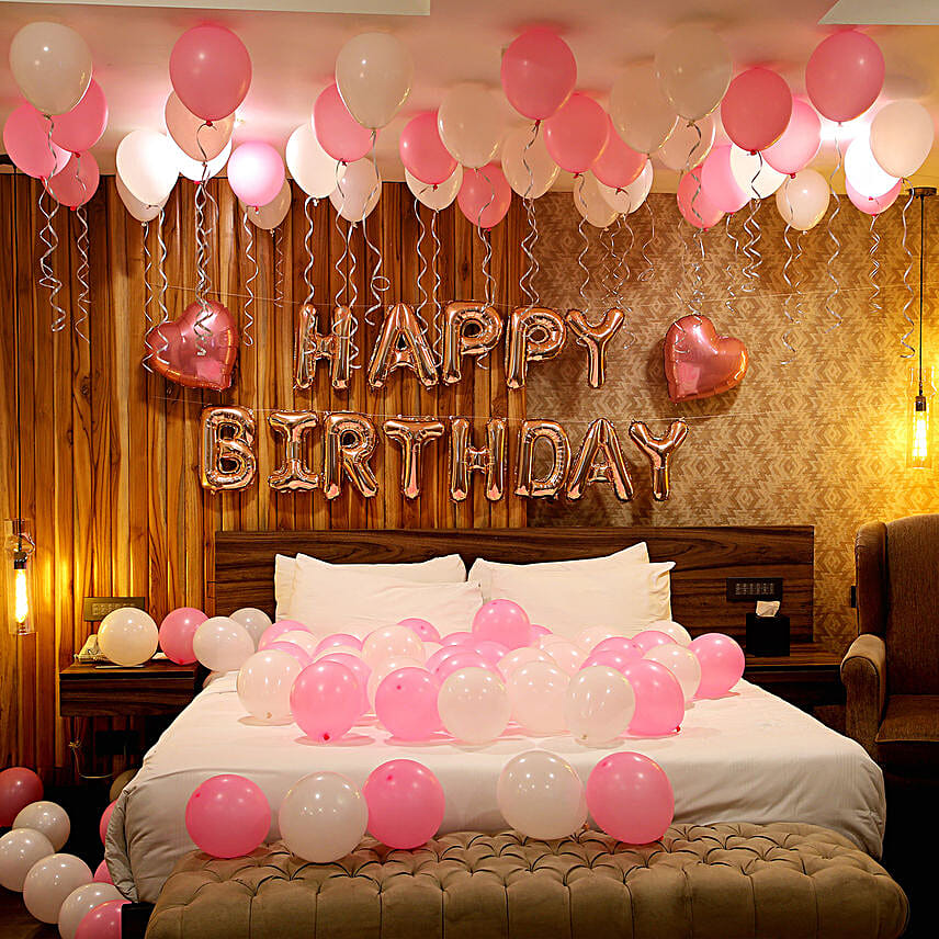 Rose Gold Birthday Theme Balloon Decor without LED