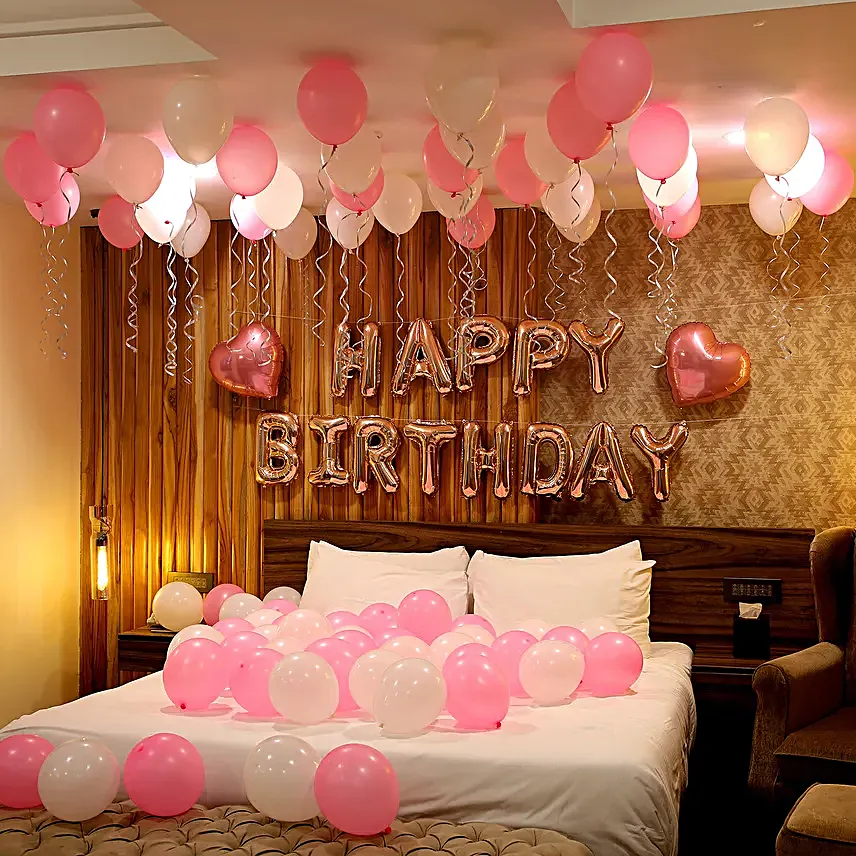 Rose Gold Birthday Theme Balloon Decor without LED
