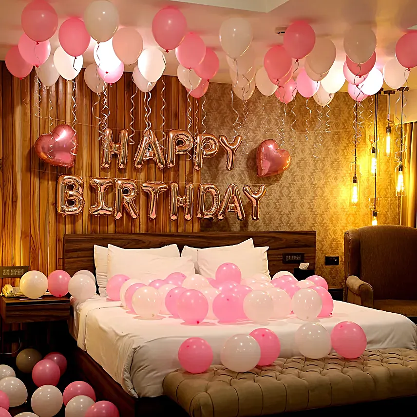 Rose Gold Birthday Theme Balloon Decor without LED