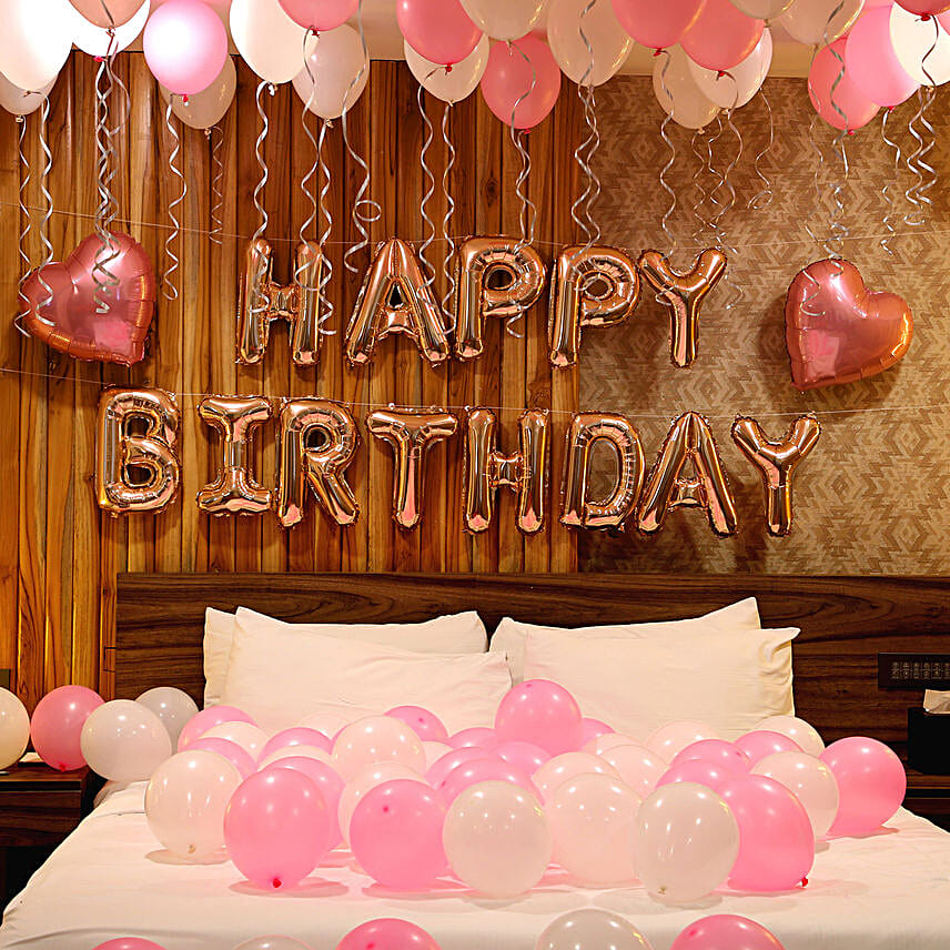 Rose Gold Birthday Theme Balloon Decor without LED