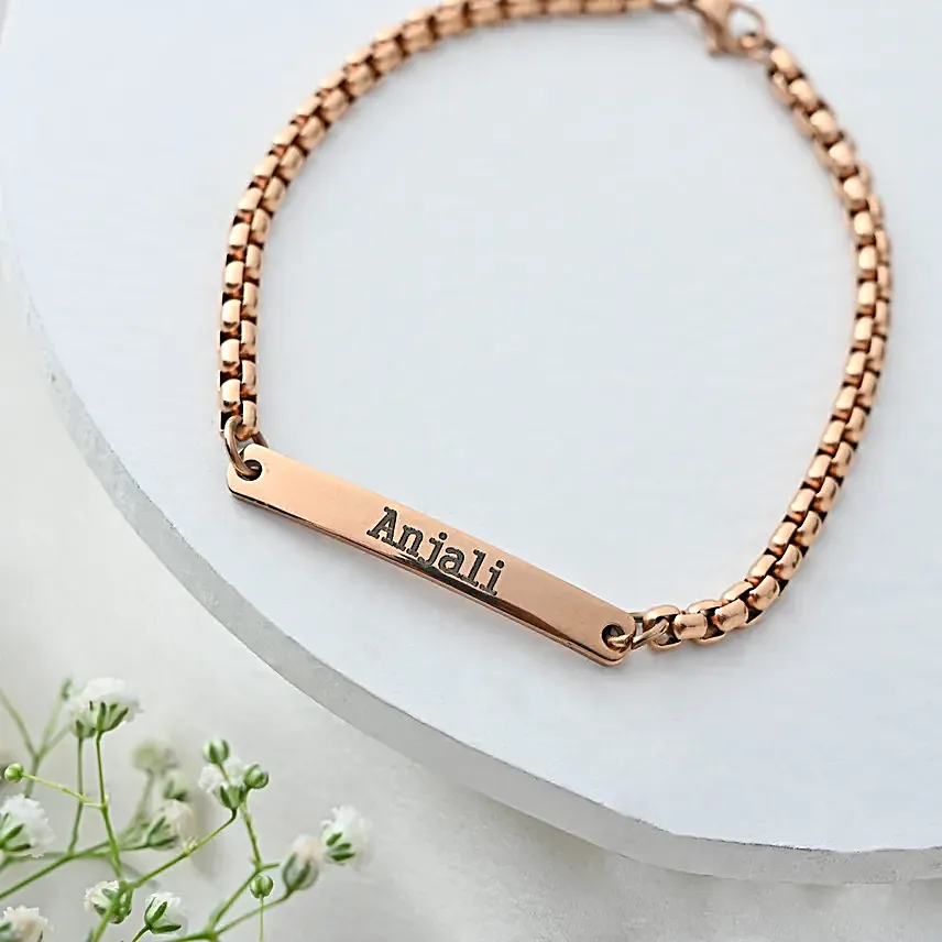 Rose Gold Engraved Name Bracelet