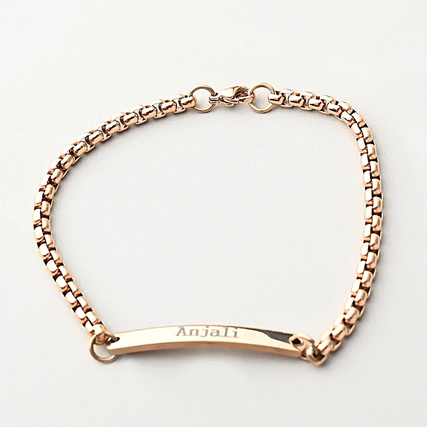 Rose Gold Engraved Name Bracelet