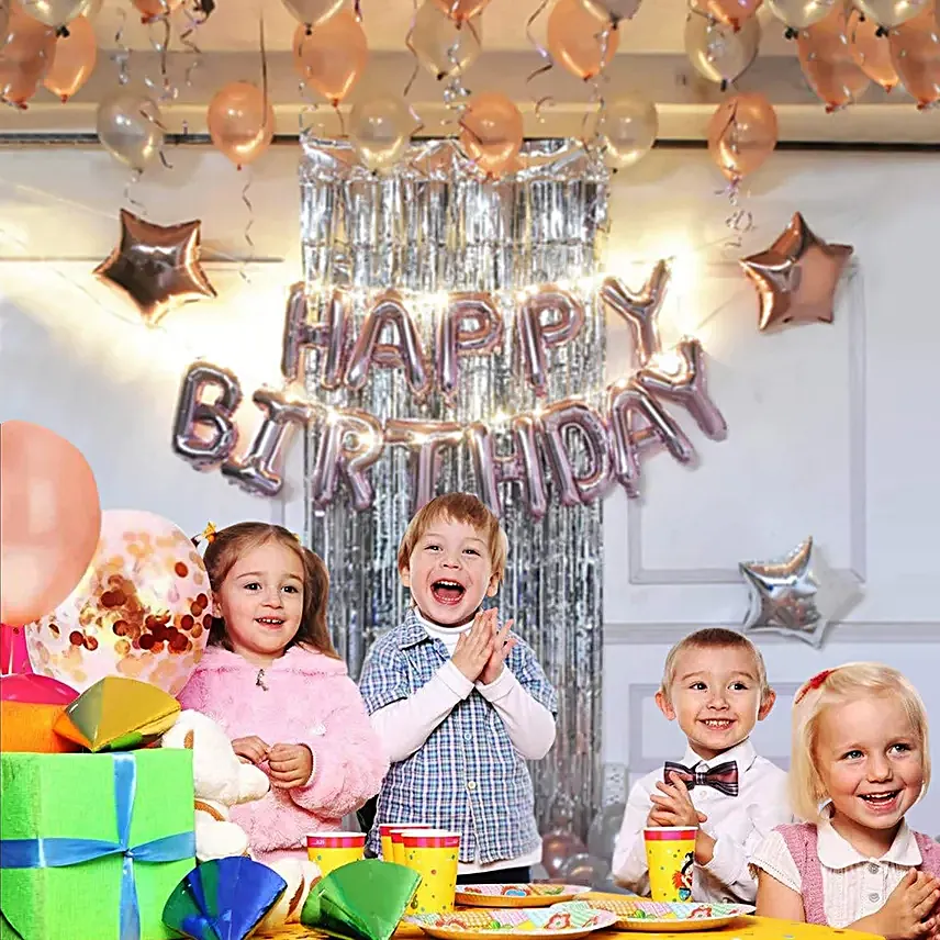 Rose Gold Theme Birthday Balloon Decor