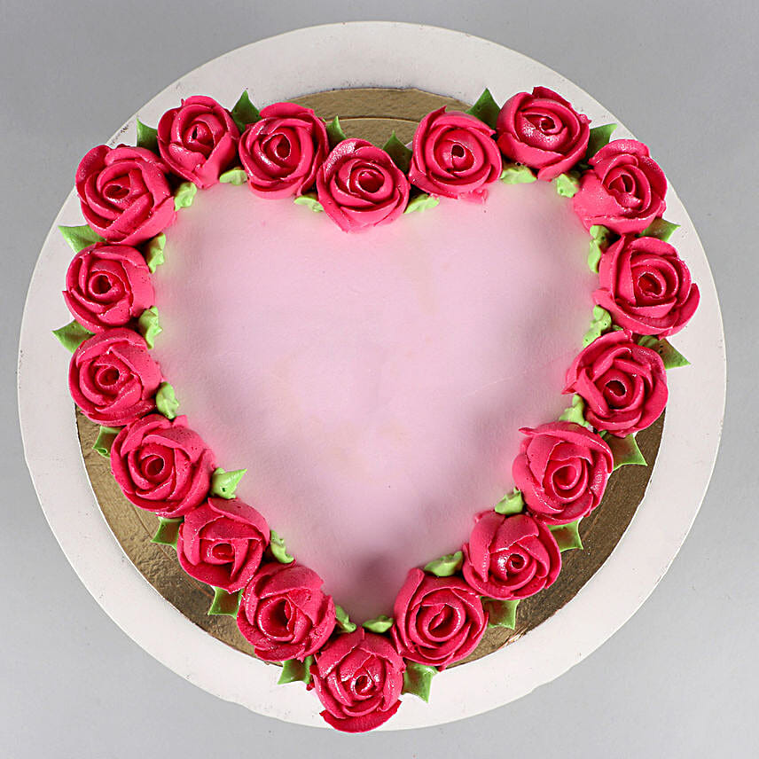 Rose Heart Chocolate Cream Cake Eggless Half kg