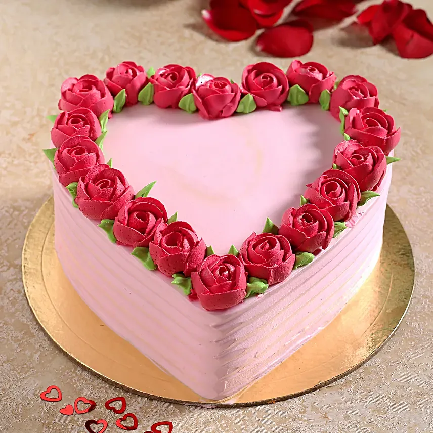 Rose Heart Chocolate Cream Cake Half kg