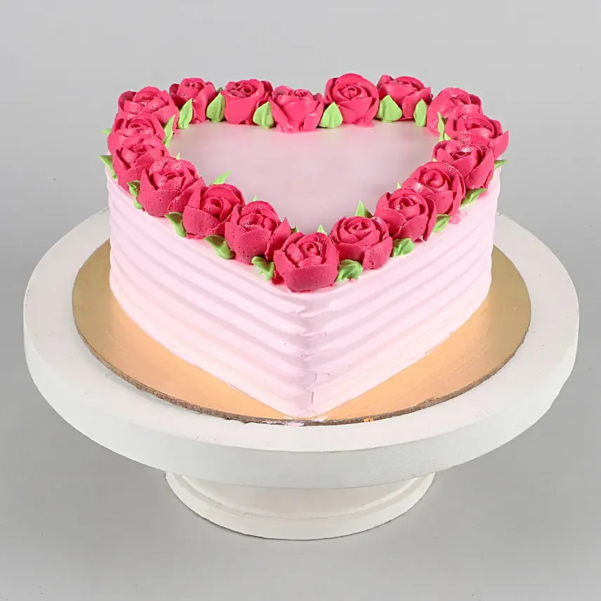 Rose Heart Chocolate Cream Cake Half kg