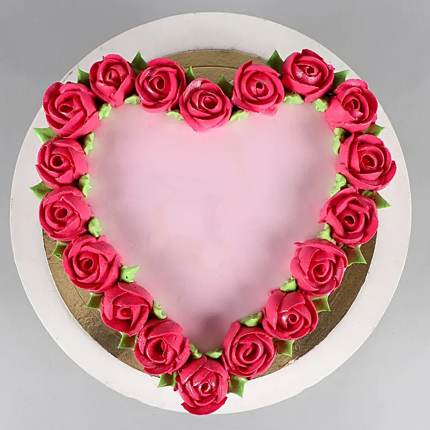 Rose Heart Chocolate Cream Cake Half kg