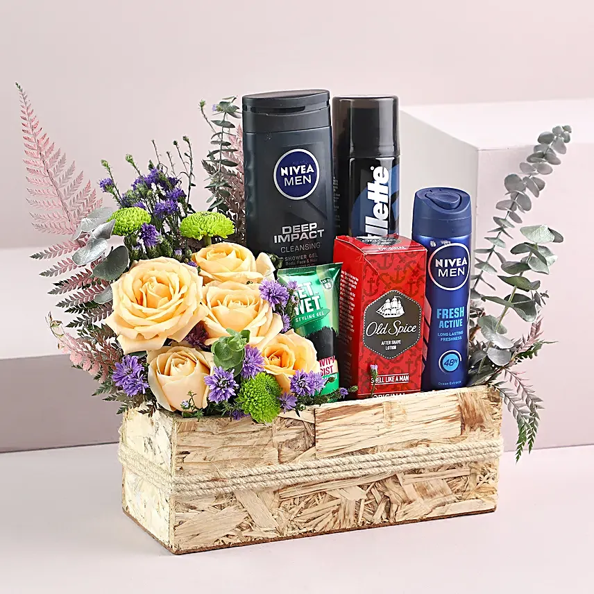 Roses N Mens Grooming Kit Hamper