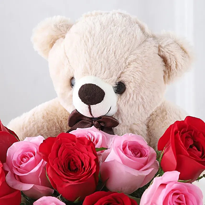 Rosy Cuddles Valentine Wishes Basket