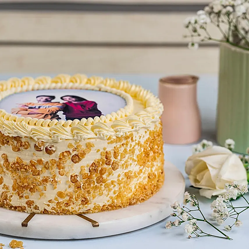 Personalised Round Shape Butterscotch Cake