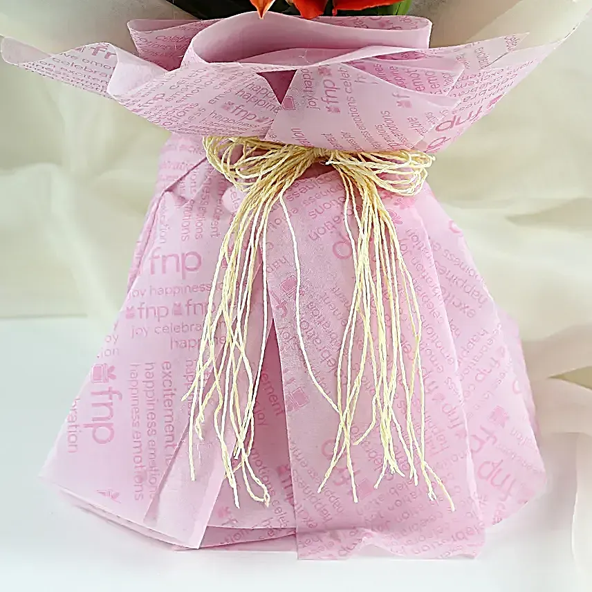 Rudraksha Rakhi N Asiatic Lilies Sweet Bouquet