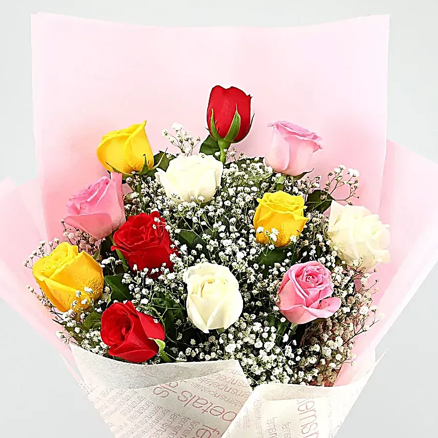 Rudraksha Rakhi N Colourful Bond Rose Bouquet