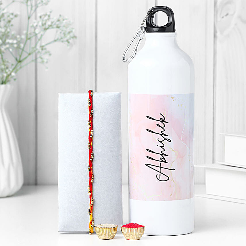 Sacred Beadwork Mauli Rakhi N Bottle Combo