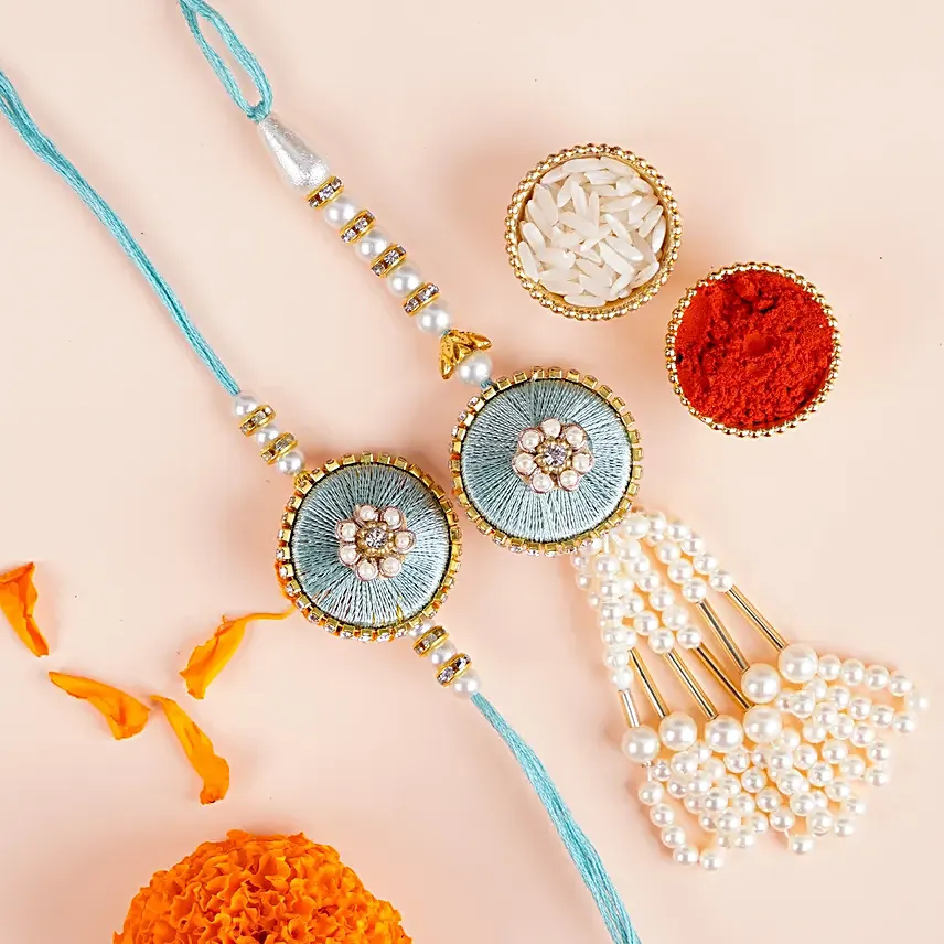Sagar Mani Bhaiya Bhabhi Rakhi Set N Almonds Silver Box