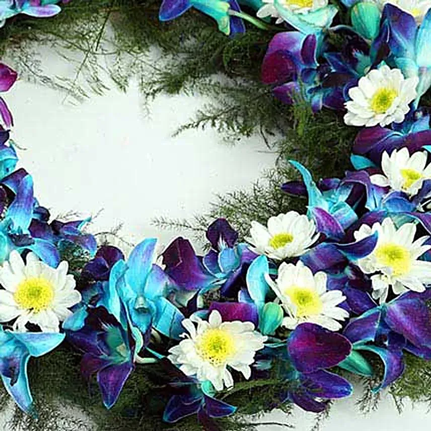 Flower wreath with seasonal filler