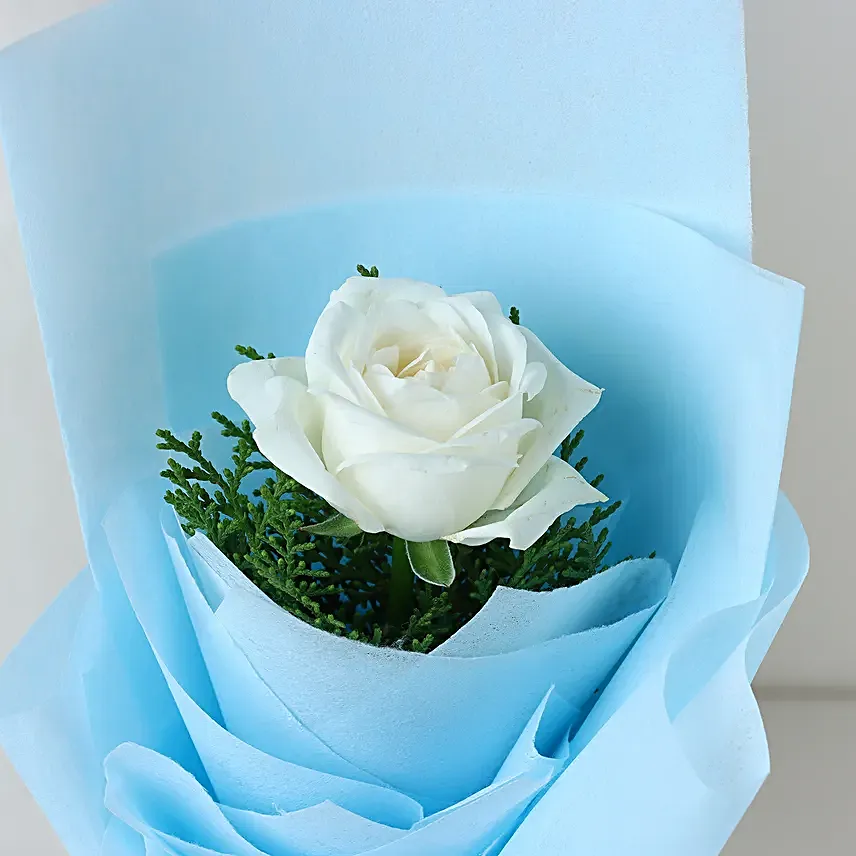Serene Vibes White Rose N Cake Gift