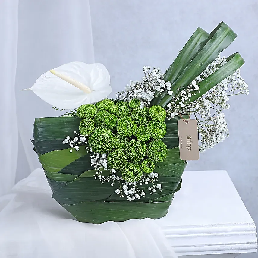 Serenity Of Green Floral Arrangement