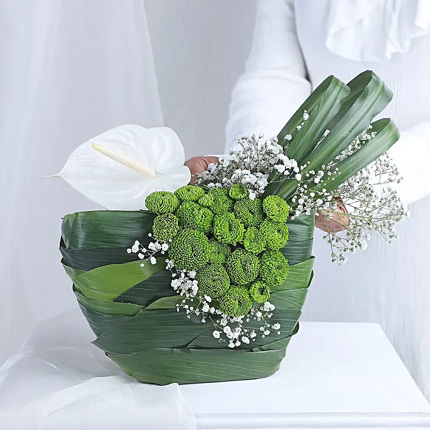Serenity Of Green Floral Arrangement