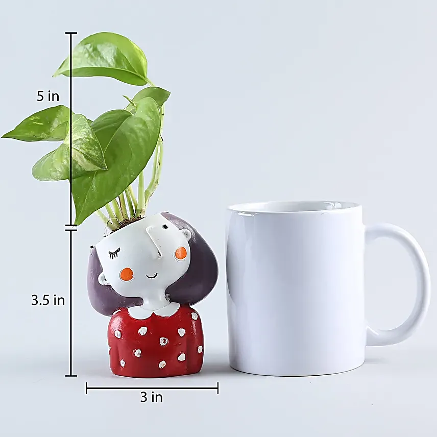 2 set of plant in attractive girl shape pots