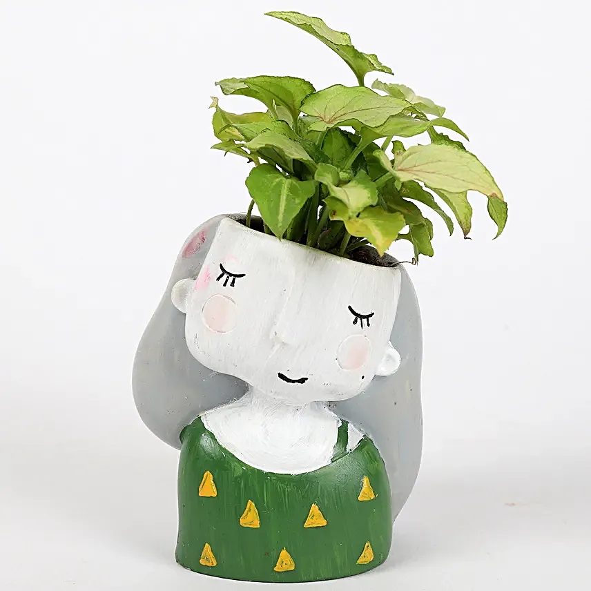 2 set of plant in attractive girl shape pots