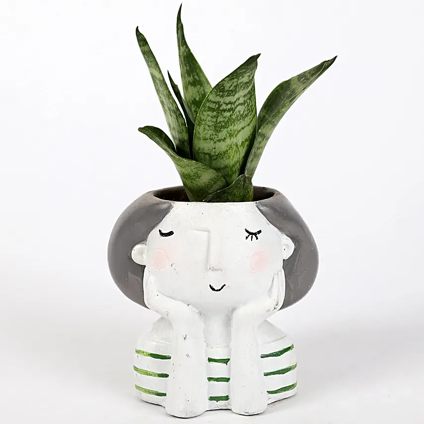 2 set of plant in attractive girl shape pots