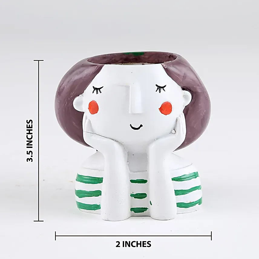 2 set of plant in attractive girl shape pots
