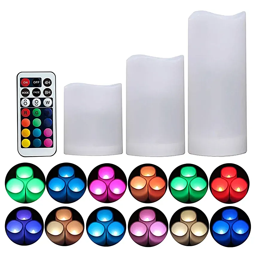 Set Of 3 LED Candles With Remote