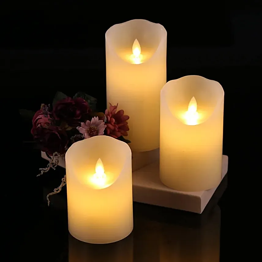 Set Of 3 LED Candles With Remote