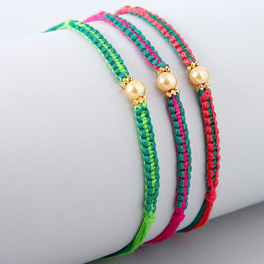 Set of 3 Vibrant Pearl Premium Rakhi