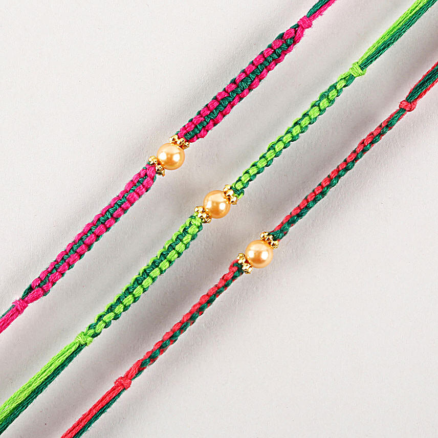 Set of 3 Vibrant Pearl Premium Rakhi