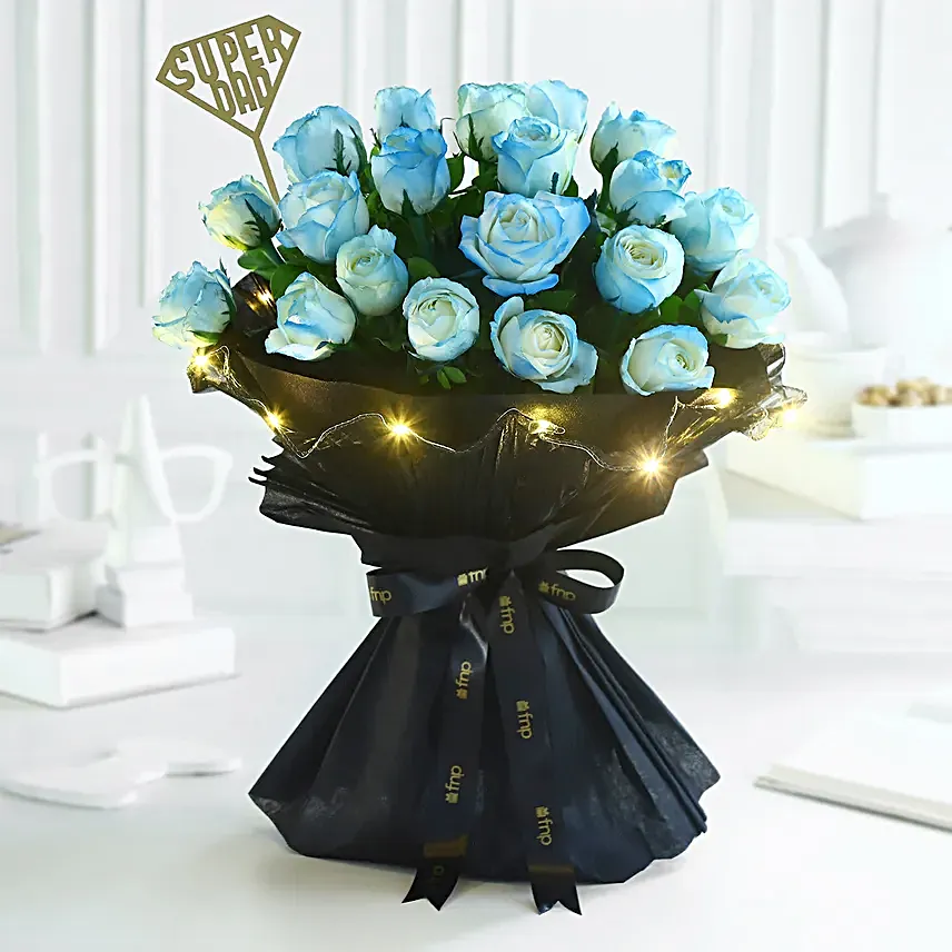 Shimmering Rose Bouquet For Super Dad