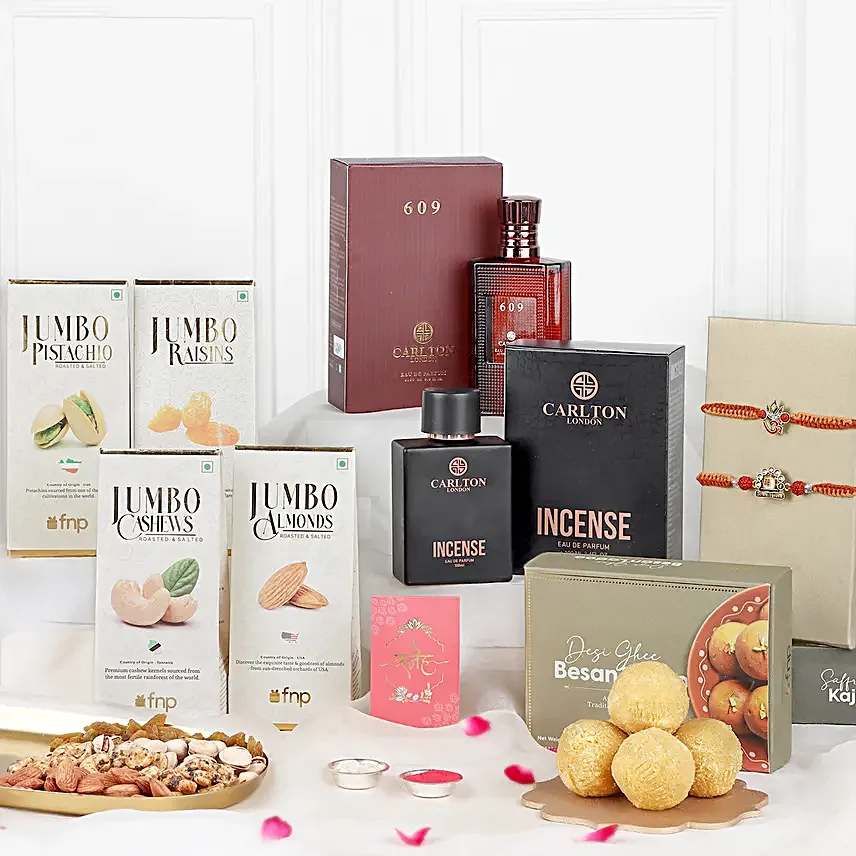 Shivas Blessings Rakhi Set N Luxe Fragrance Delights