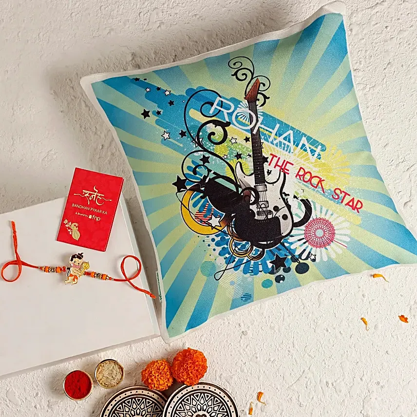 Sneh Bal Hanuman Kids Rakhi and Personalised Cushion