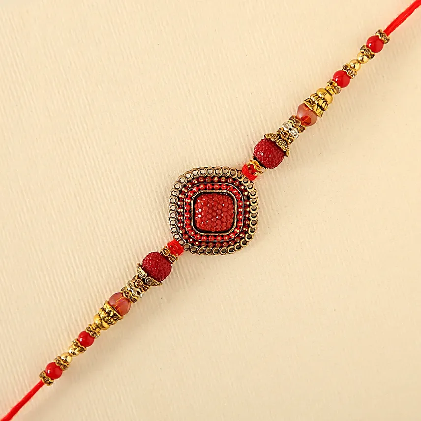 Sneh Designer Diamond Red Rakhi