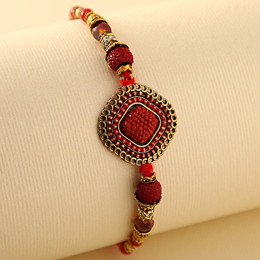 Sneh Designer Diamond Red Rakhi
