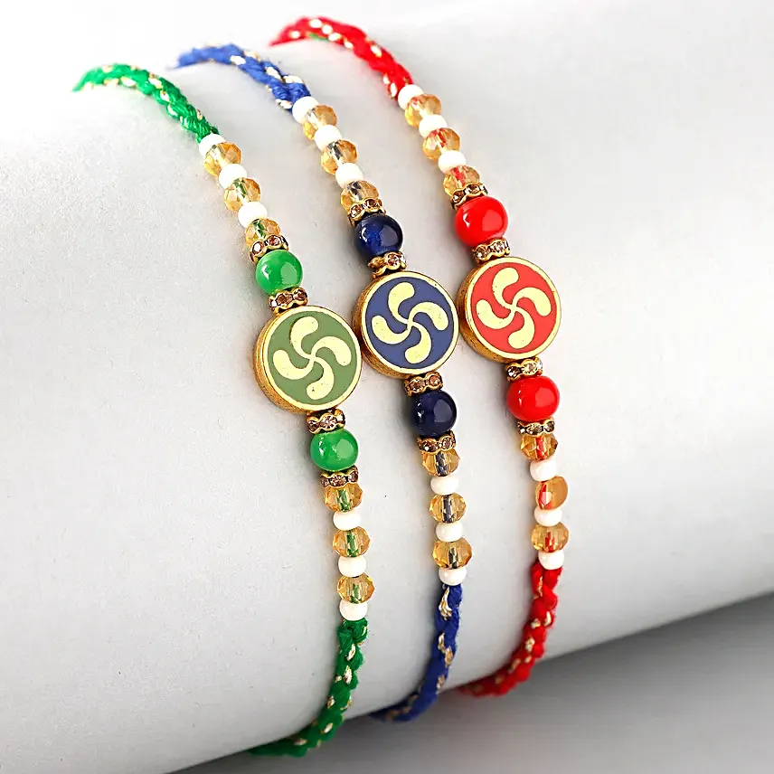 Sneh Divine Swastika Rakhis Set of 3