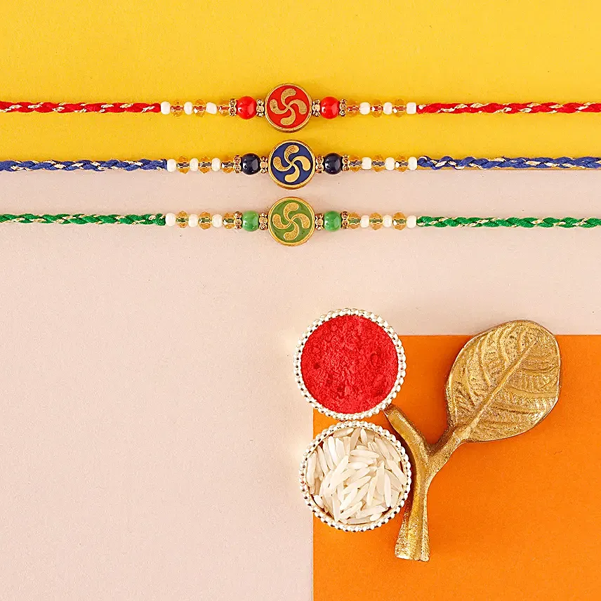 Sneh Divine Swastika Rakhis Set of 3