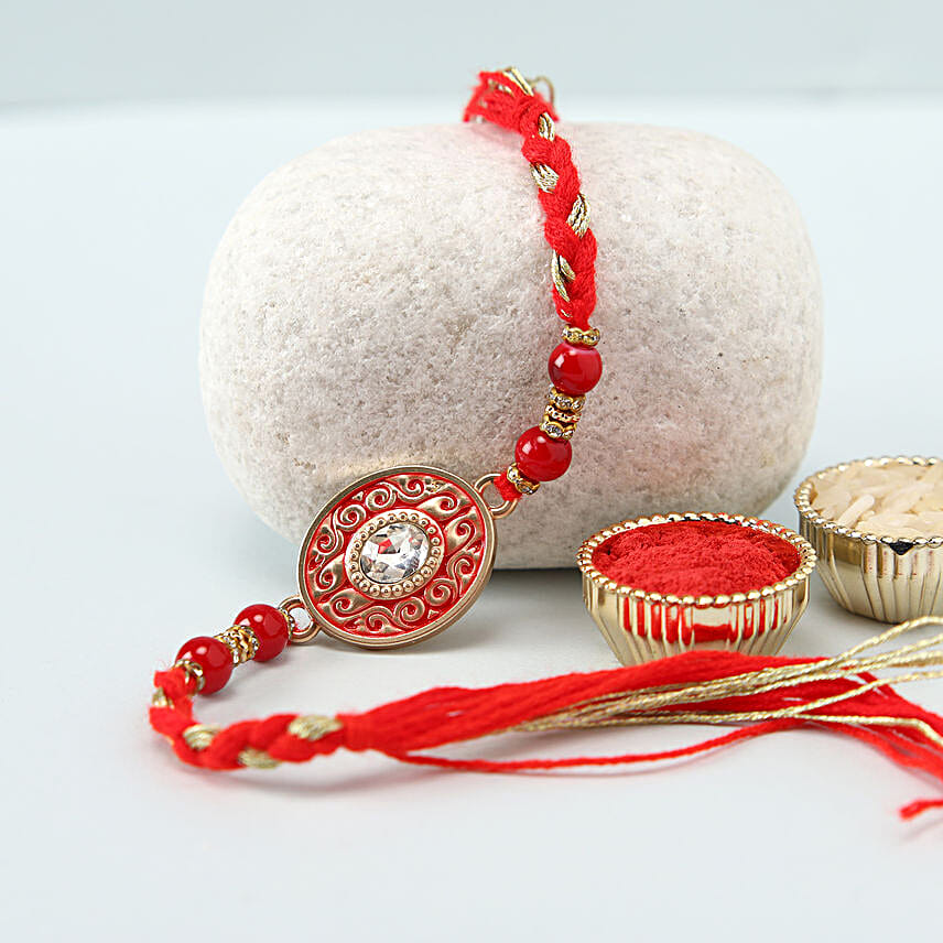 Sneh Ethnic Red Diamond Rakhi
