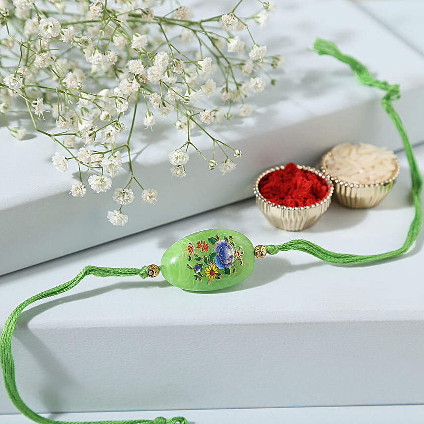 Sneh Eye Catching Diamond Green Rakhi