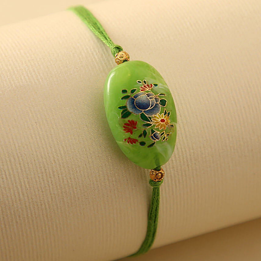Sneh Eye Catching Diamond Green Rakhi