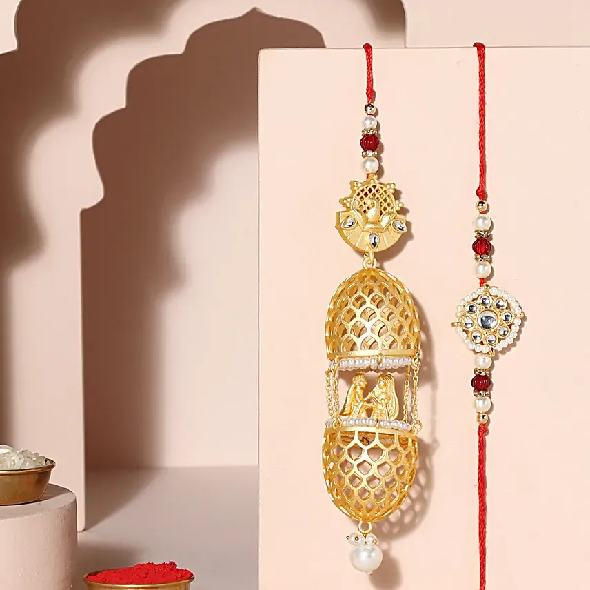 Sneh Golden Radha Krishna Bhaiya Bhabhi Rakhi