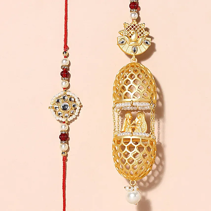 Sneh Golden Radha Krishna Bhaiya Bhabhi Rakhi
