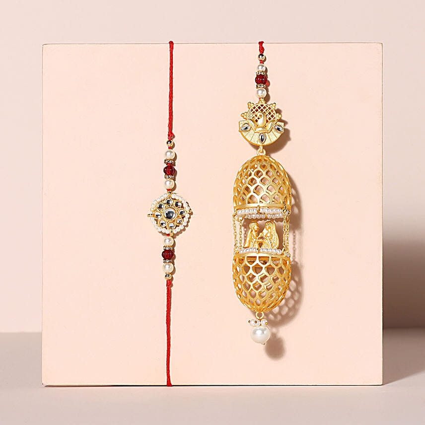 Sneh Golden Radha Krishna Bhaiya Bhabhi Rakhi