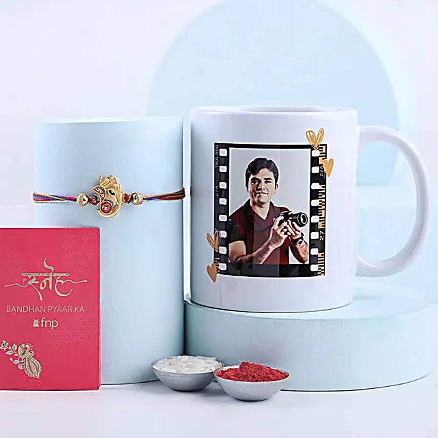 Sneh Lord Ganesha Rakhi and Personalised Photo Mug