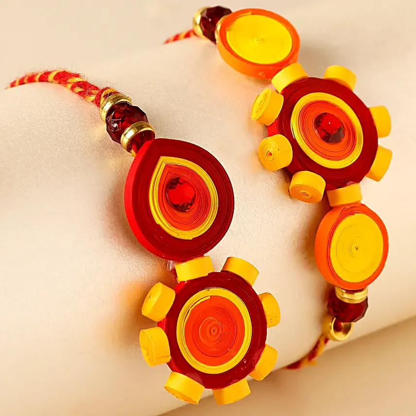 Sneh Quilling Flower Bhaiya Bhabhi Rakhi Set