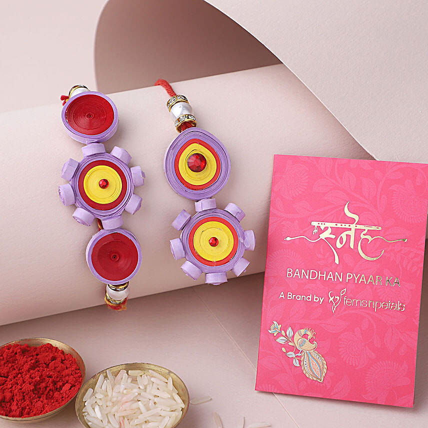 Sneh Quilling Flower Bhaiya Bhabhi Rakhi