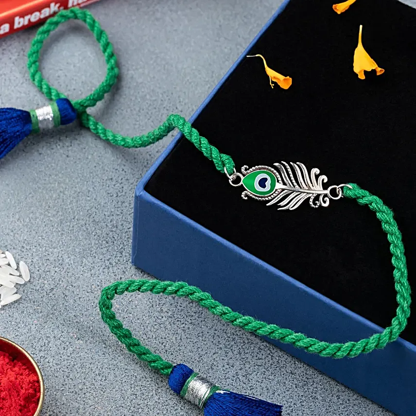 Sneh Silver Morpankh Krishna Rakhi
