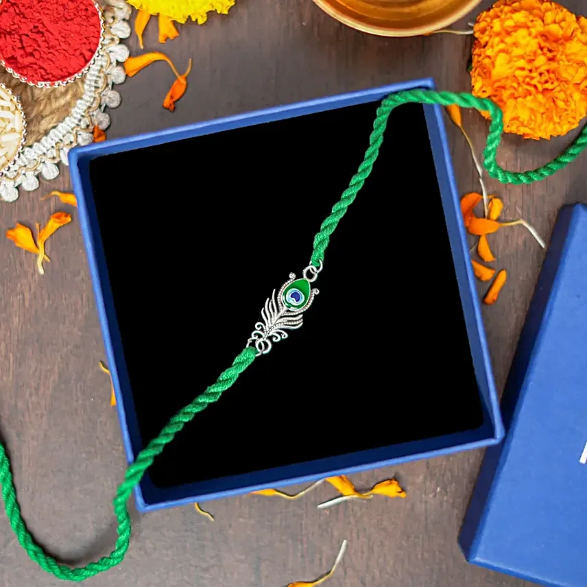 Sneh Silver Morpankh Krishna Rakhi